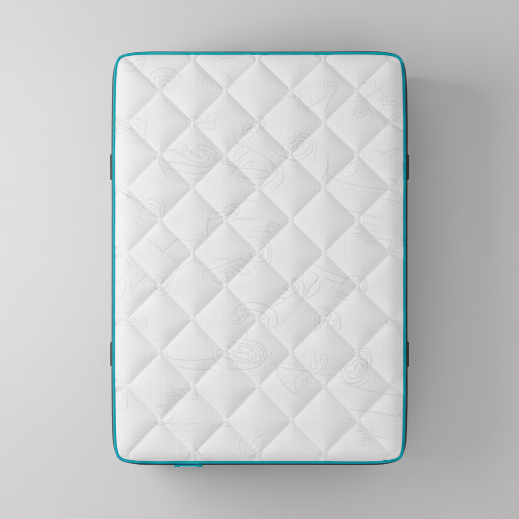 White quilted mattress on a gray background. Mattresses UK