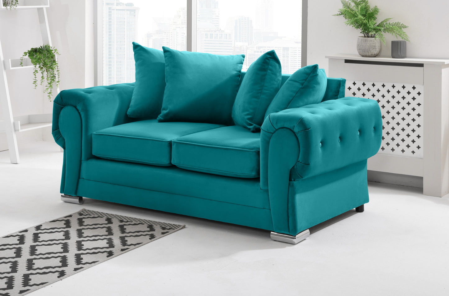 Verona Plush 3+2 Scatterback 2 Seater Turquoise