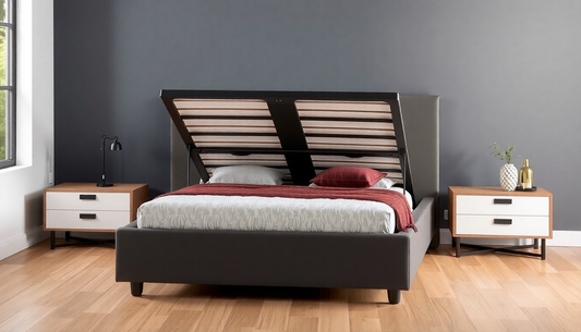 A modern premium bed frame with storage and adjustable features