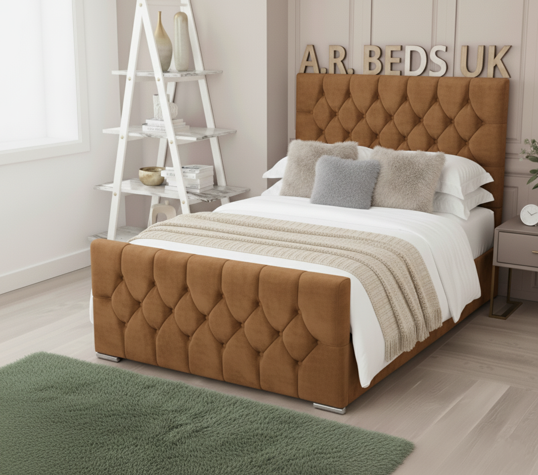 Florida bed with mattress UK,Luxury Ottoman Bed with Button headboard