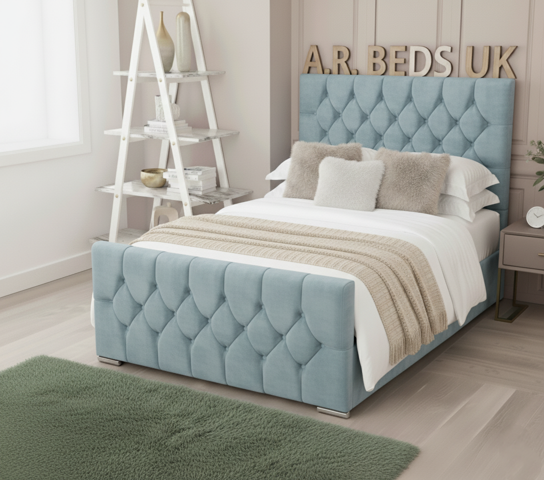 Florida bed with mattress UK,Luxury Ottoman Bed with Button headboard