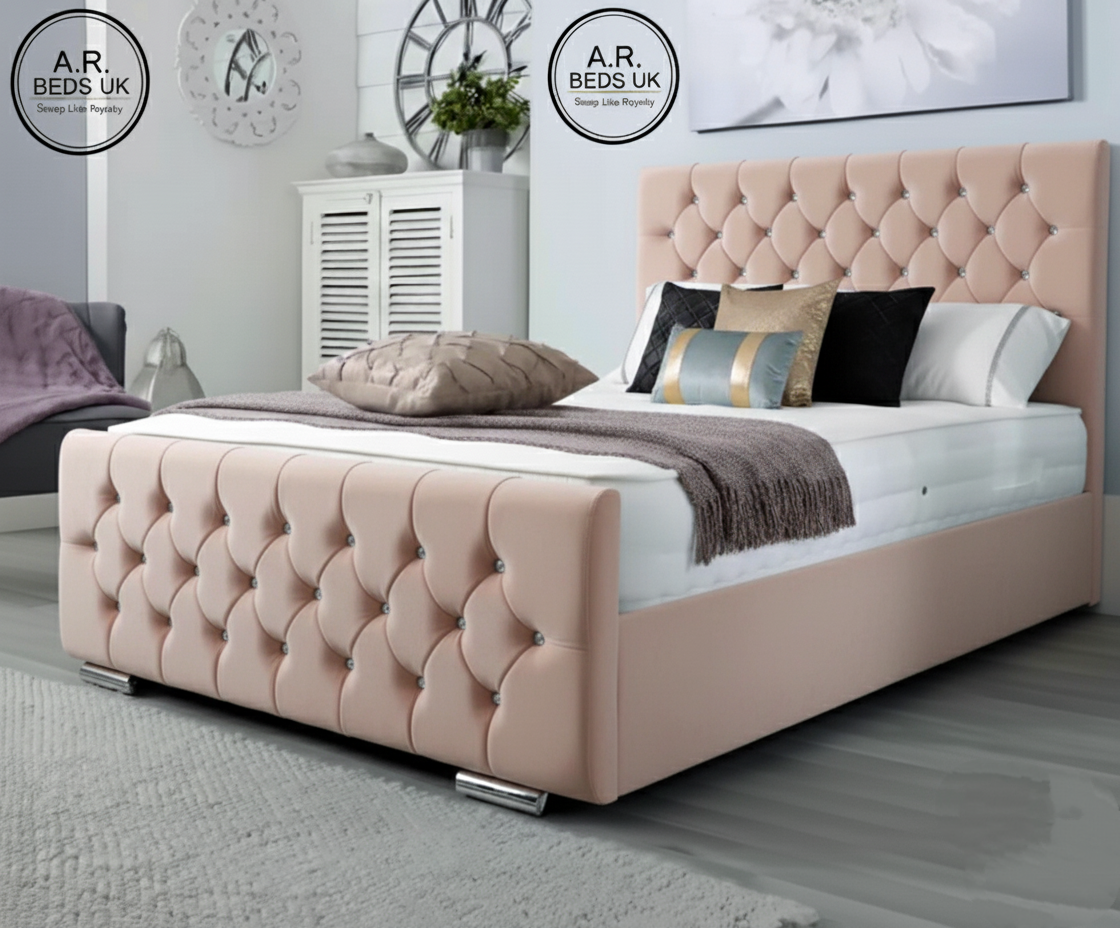 Florida bed with mattress UK,Luxury Ottoman Bed with Button headboard