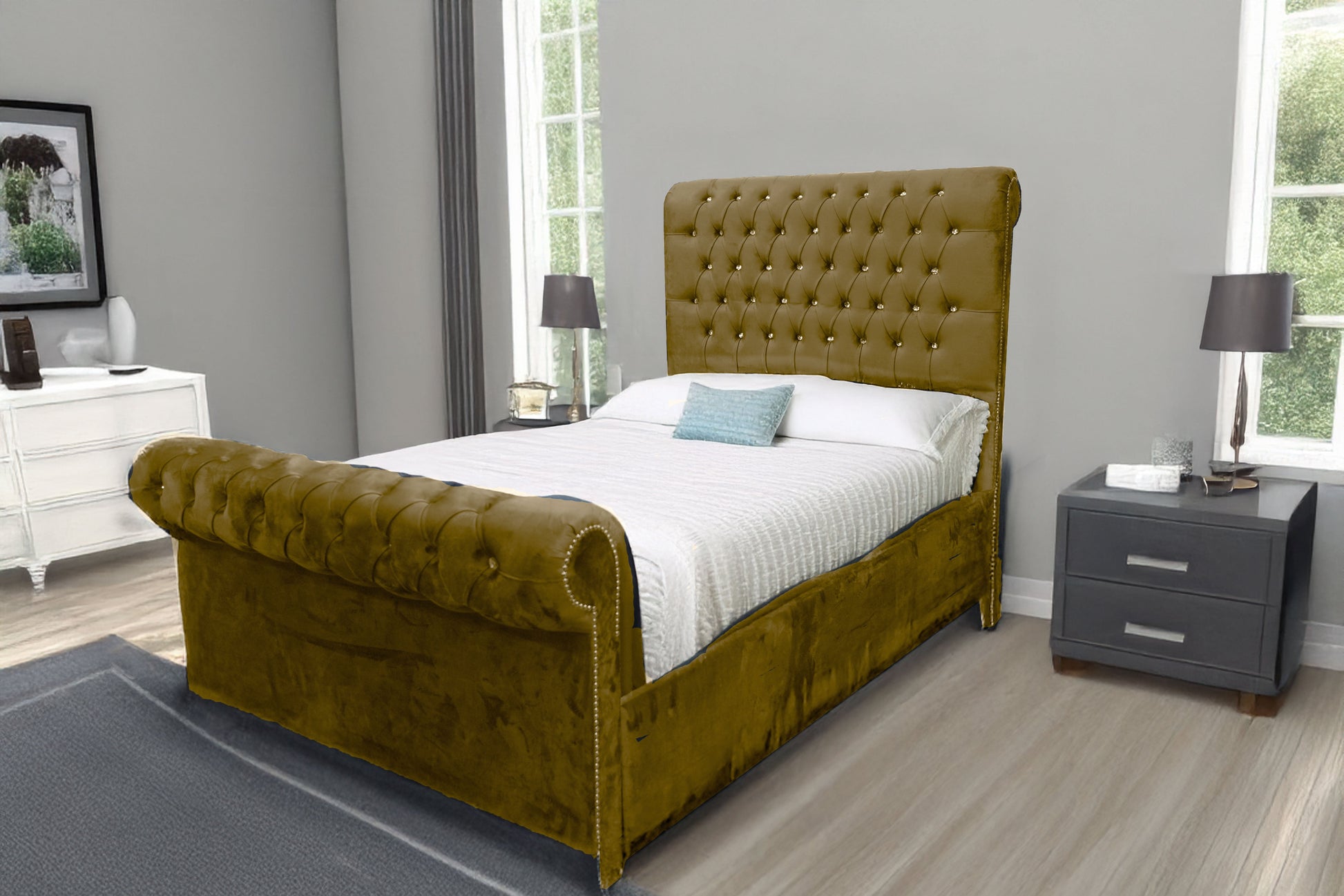 Chesterfield sleigh Bed UK