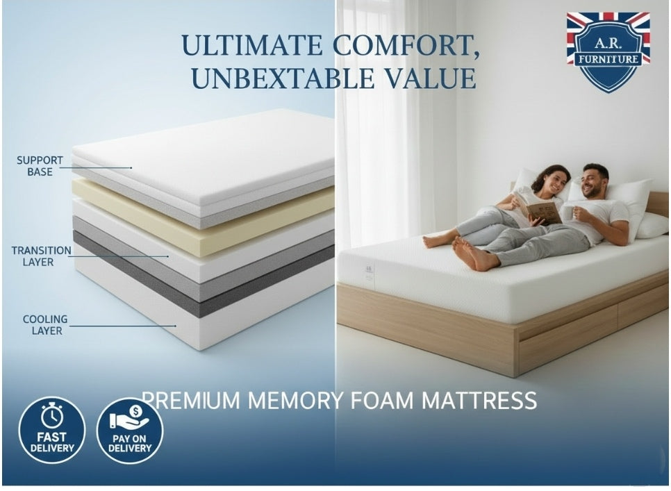 UK Memory Foam Mattress – Soft & Hard Comfort All Sizes