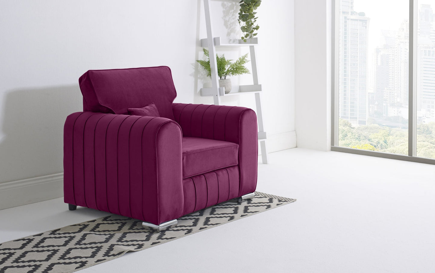Lilly 3+2 Fullback + Extra Cushions Arm Chair Cerise