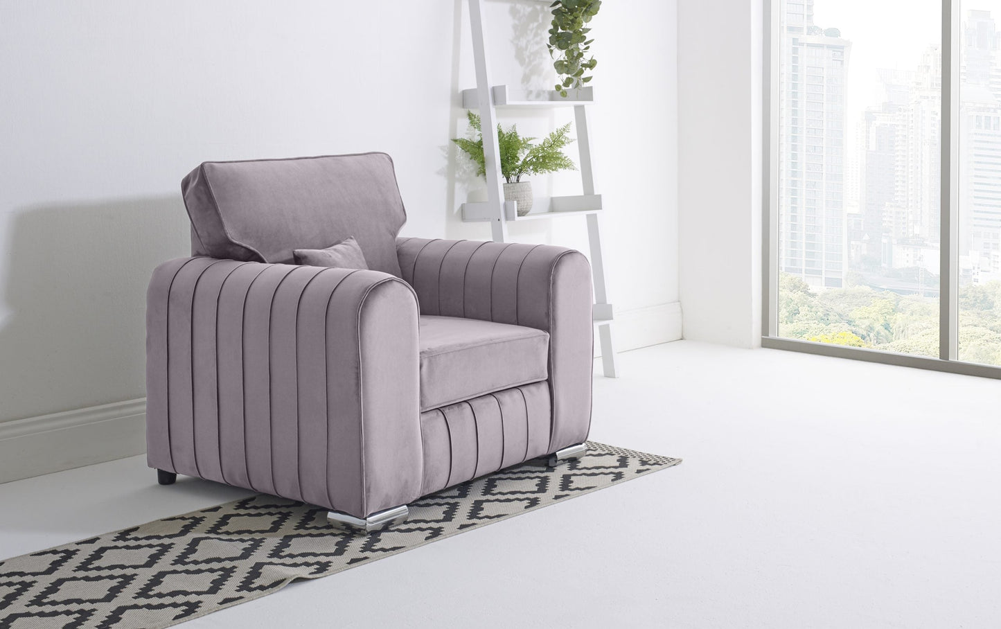 Lilly 3+2 Fullback + Extra Cushions Arm Chair Lilac