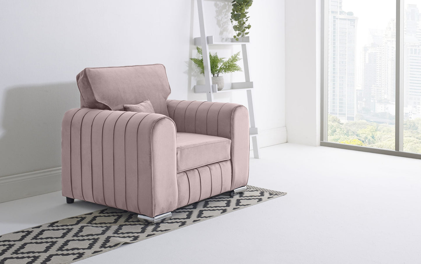 Lilly 3+2 Fullback + Extra Cushions Arm Chair Pink