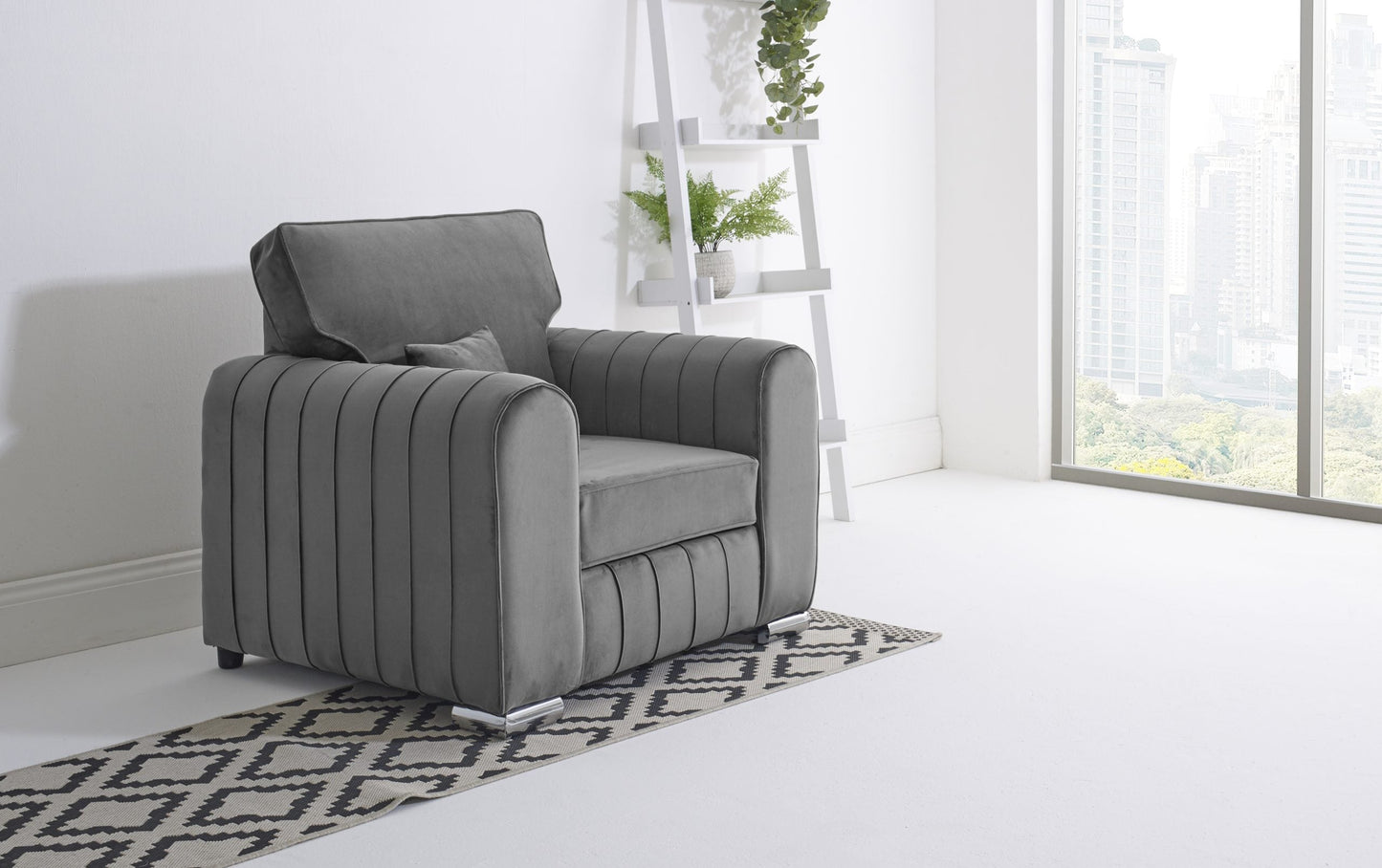 Lilly 3+2 Fullback + Extra Cushions Arm Chair Grey