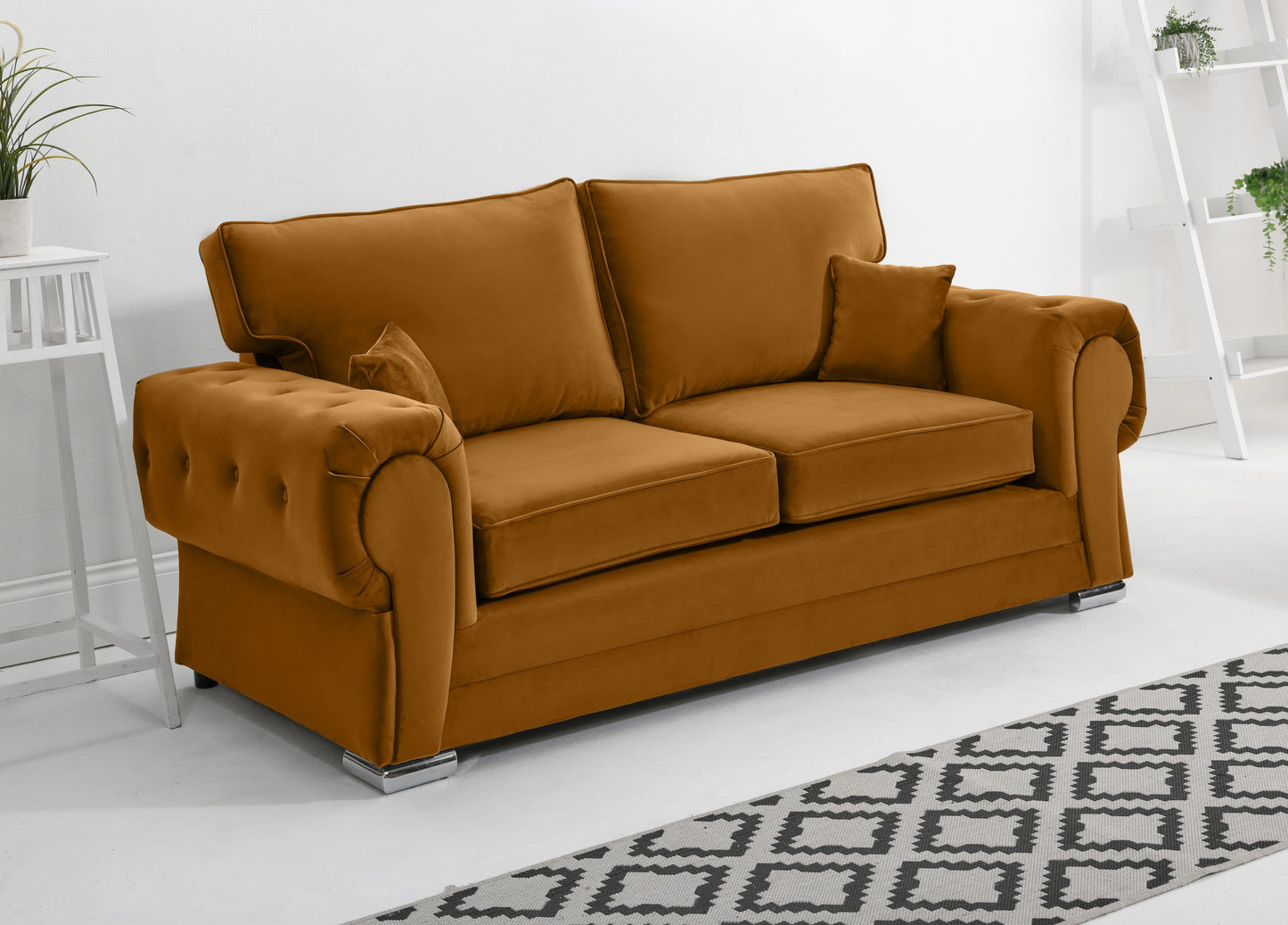 Verona Plush 3+2 Fullback 3 Seater Burnt Orange