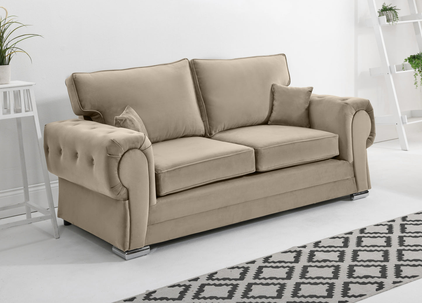 Verona Plush 3+2 Fullback 3 Seater Cream