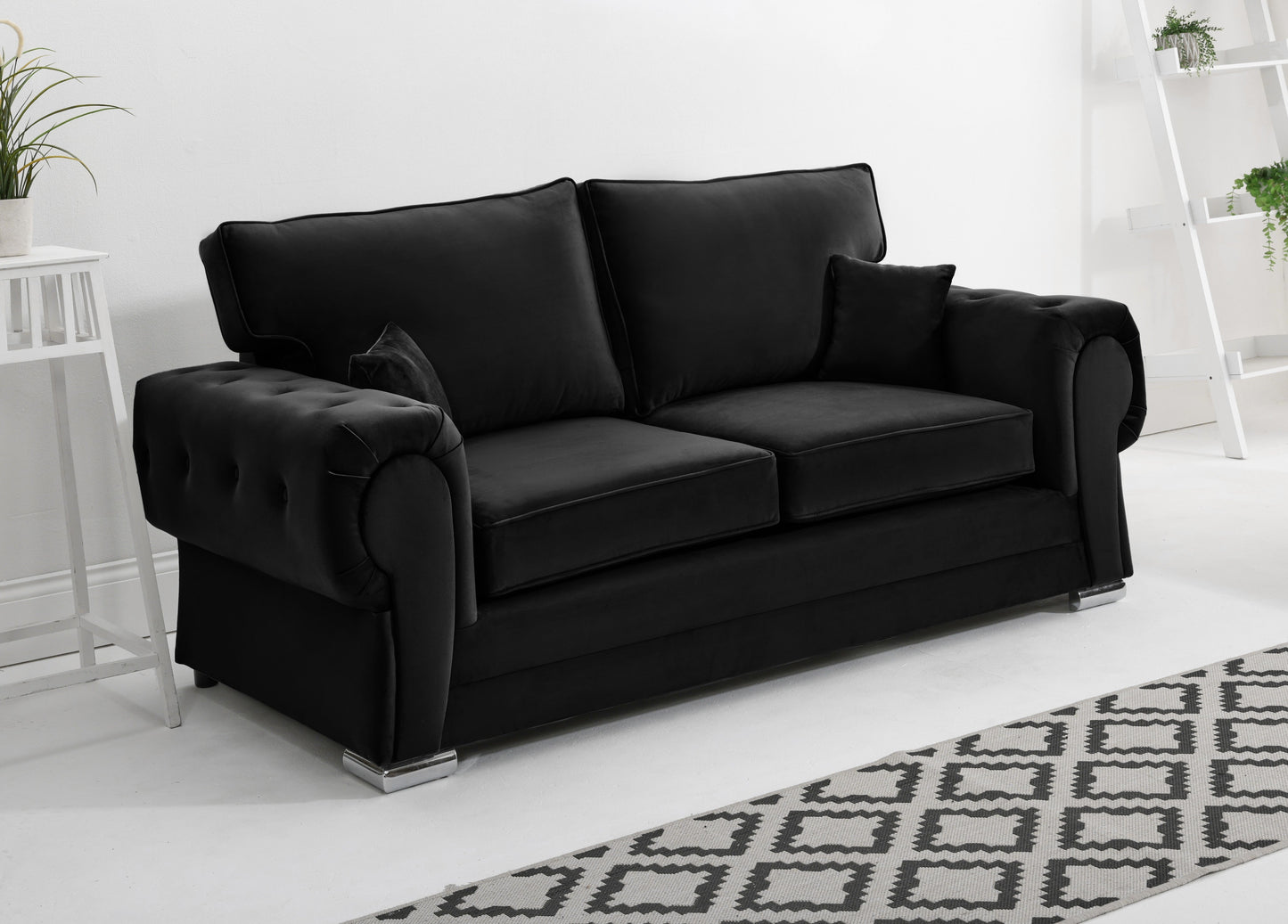 Verona Plush 3+2 Fullback 3 Seater Black
