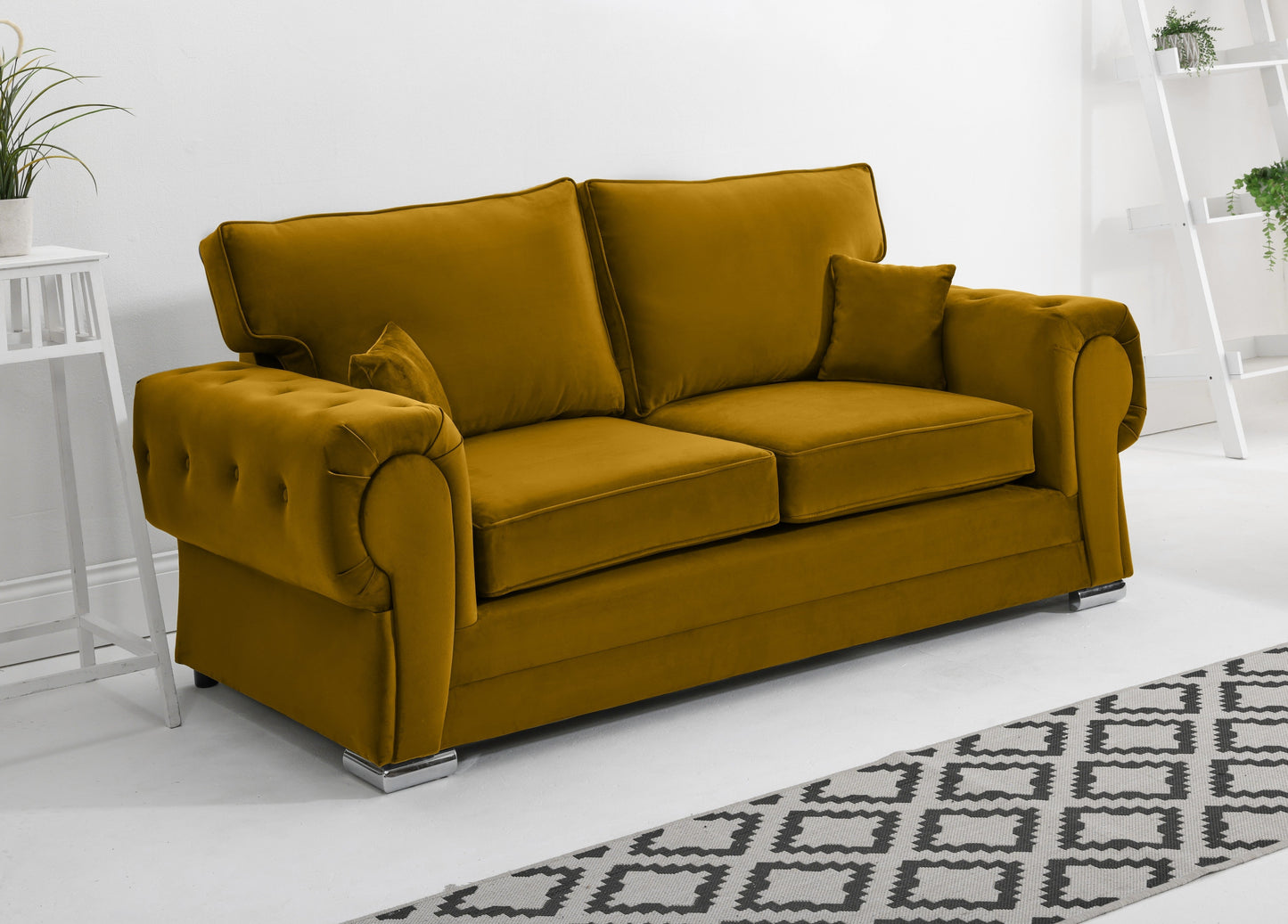 Verona Plush 3+2 Fullback 3 Seater Mustard