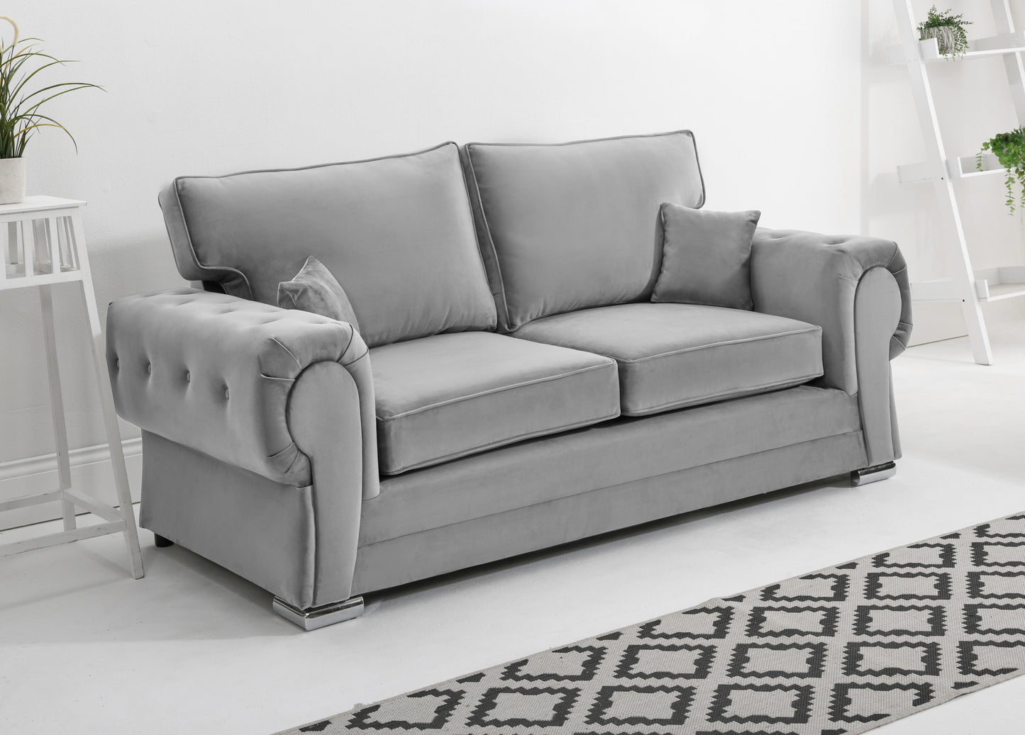 Verona Plush 3+2 Fullback 3 Seater Silver