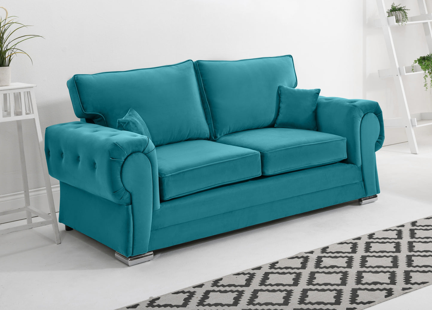 Verona Plush 3+2 Fullback 3 Seater Turquoise