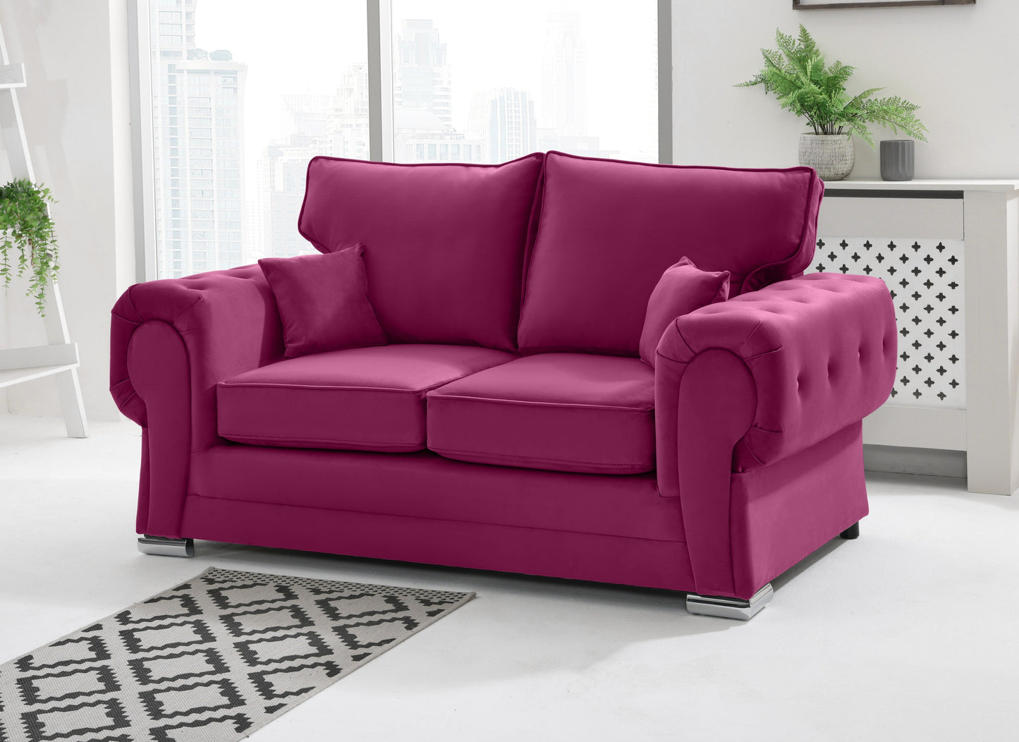 Verona Plush 3+2 Fullback 2 Seater Cerise