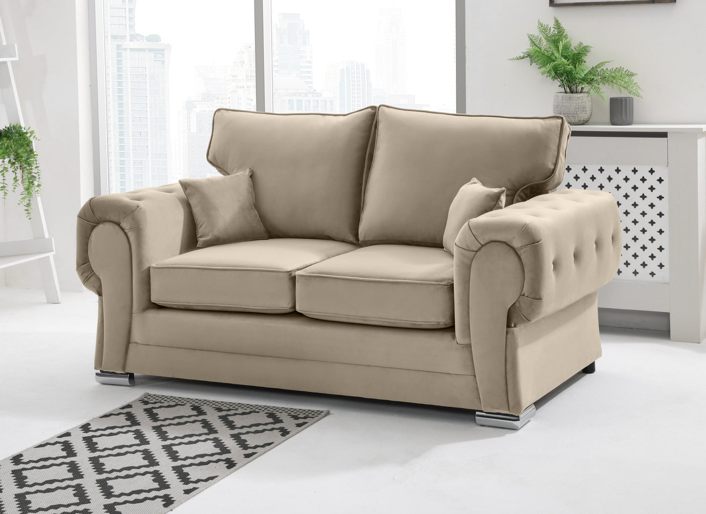 Verona Plush 3+2 Fullback 2 Seater Cream