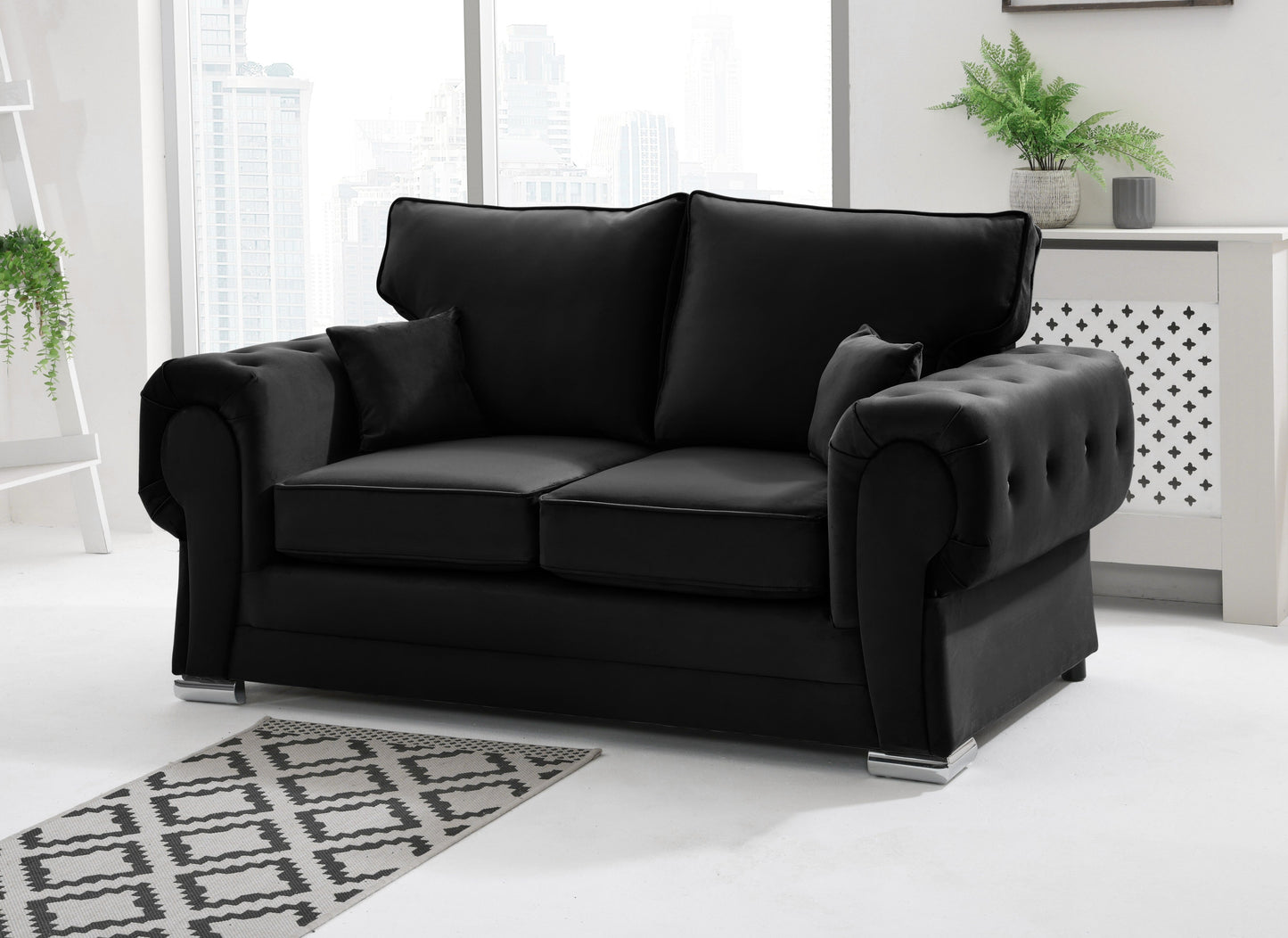 Verona Plush 3+2 Fullback 2 Seater Black