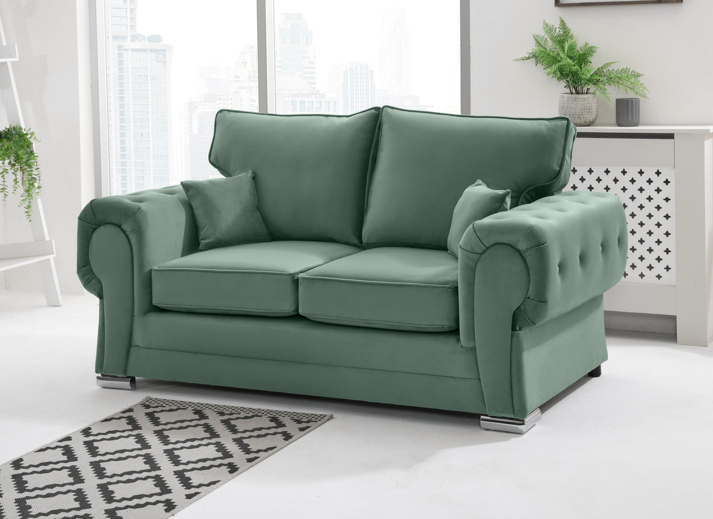 Verona Plush 3+2 Fullback 2 Seater Green