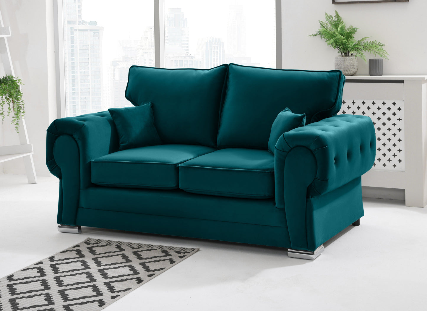 Verona Plush 3+2 Fullback 2 Seater New Teal