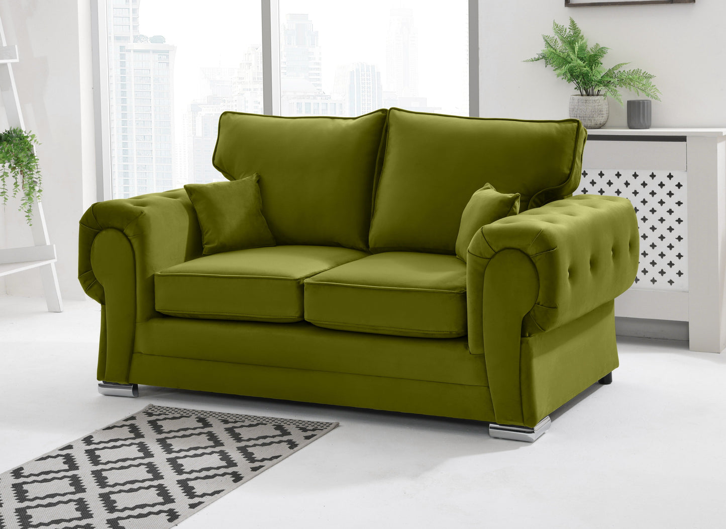 Verona Plush 3+2 Fullback 2 Seater Olive