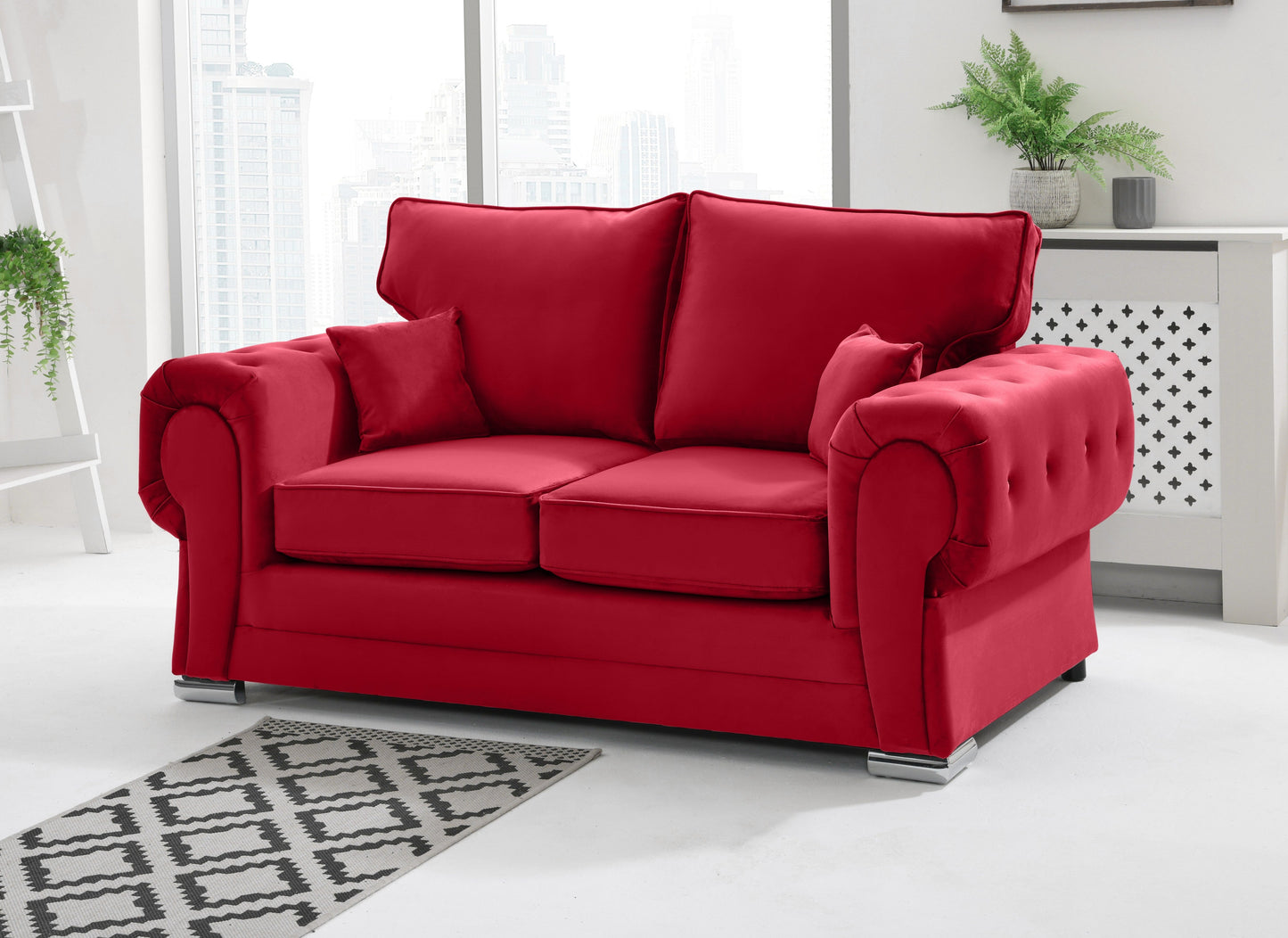 Verona Plush 3+2 Fullback 2 Seater Red