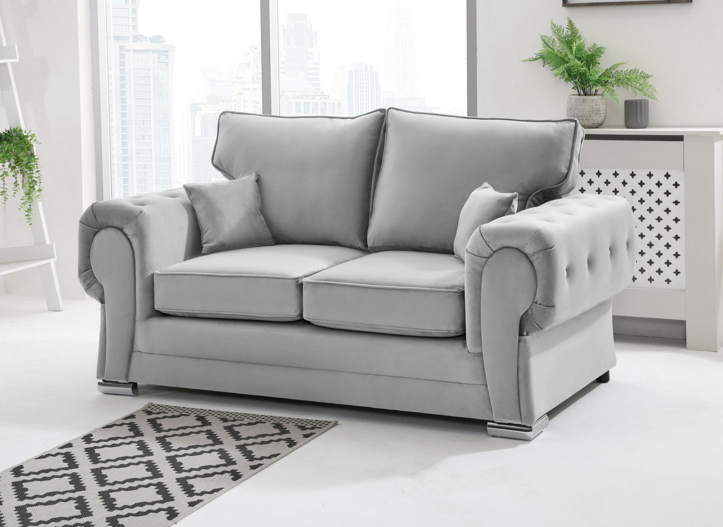 Verona Plush 3+2 Fullback 2 Seater Silver
