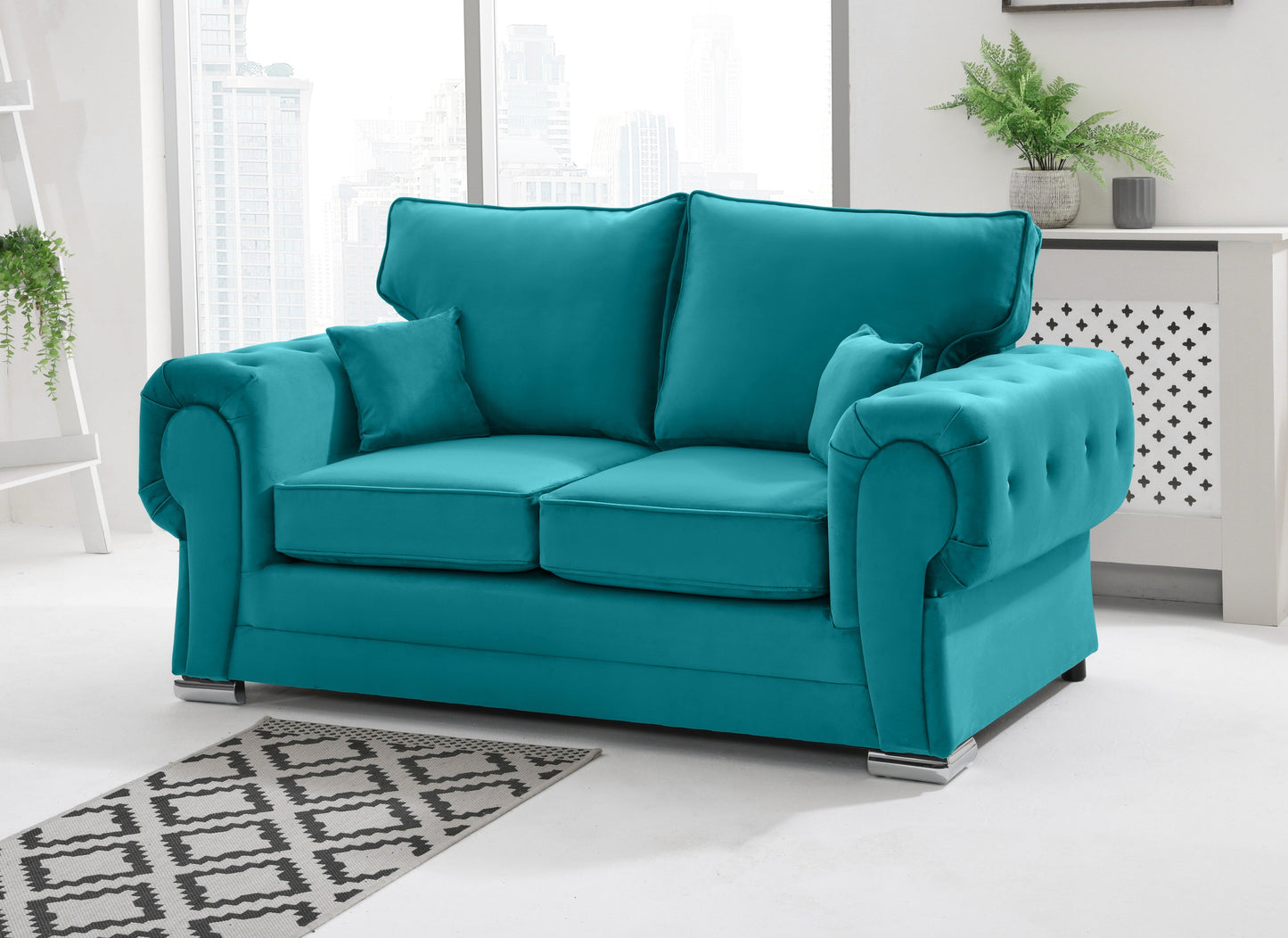 Verona Plush 3+2 Fullback 2 Seater Turquoise