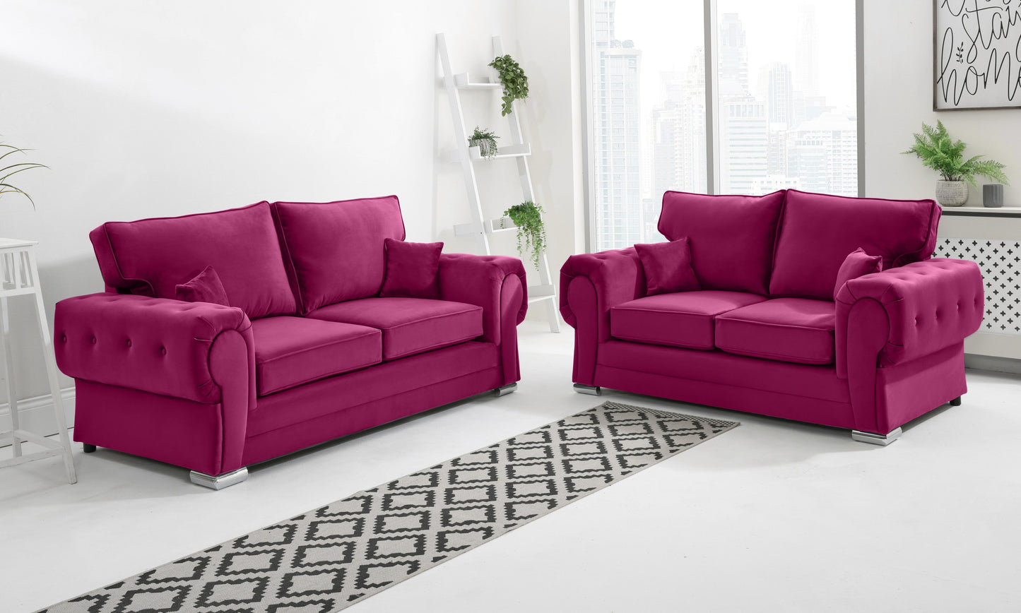 Verona Plush 3+2 Fullback Cerise