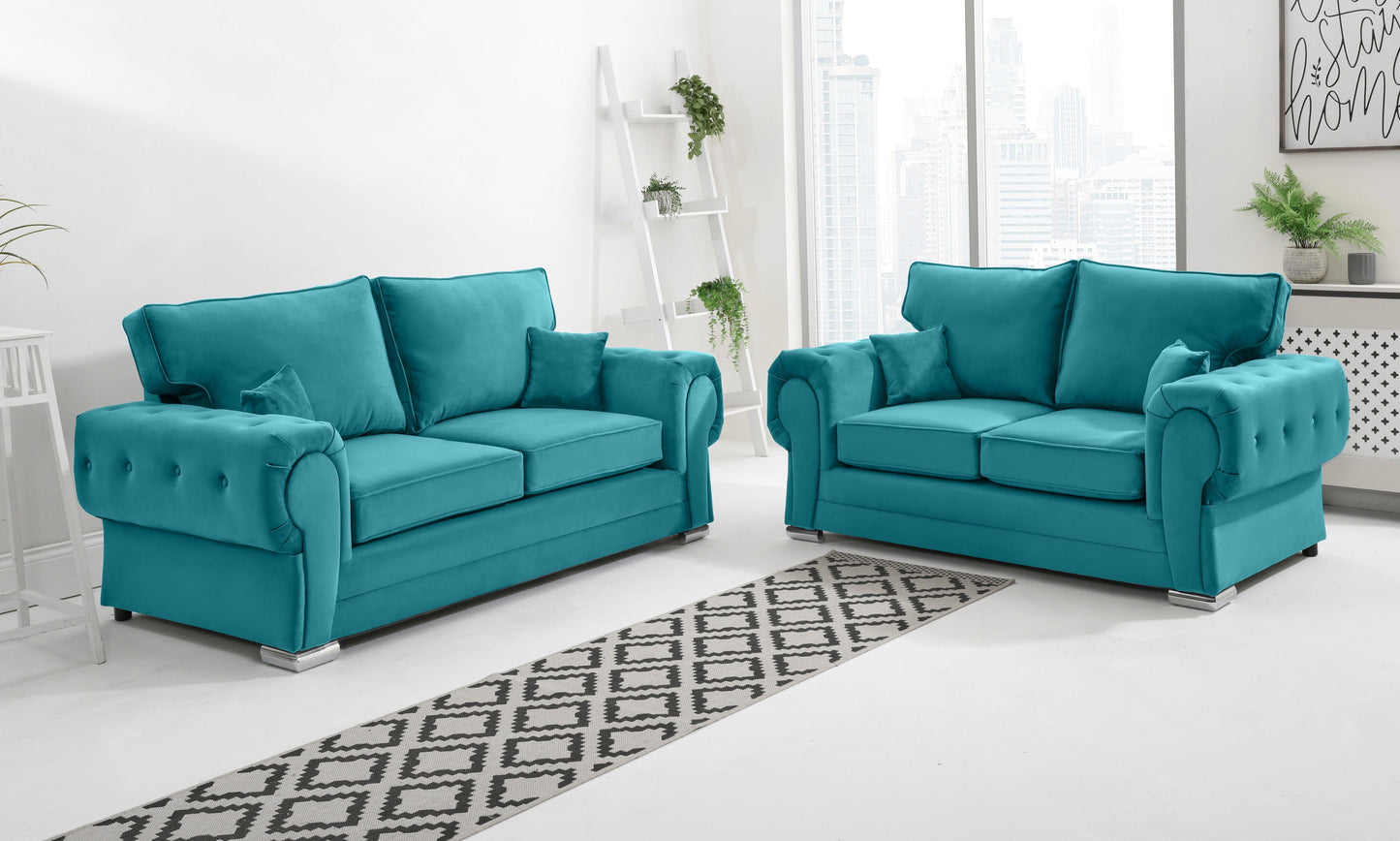 Verona Plush 3+2 Fullback Turquoise