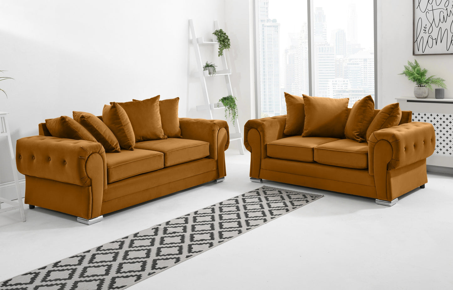 Verona Plush 3+2 Scatterback Burnt Orange