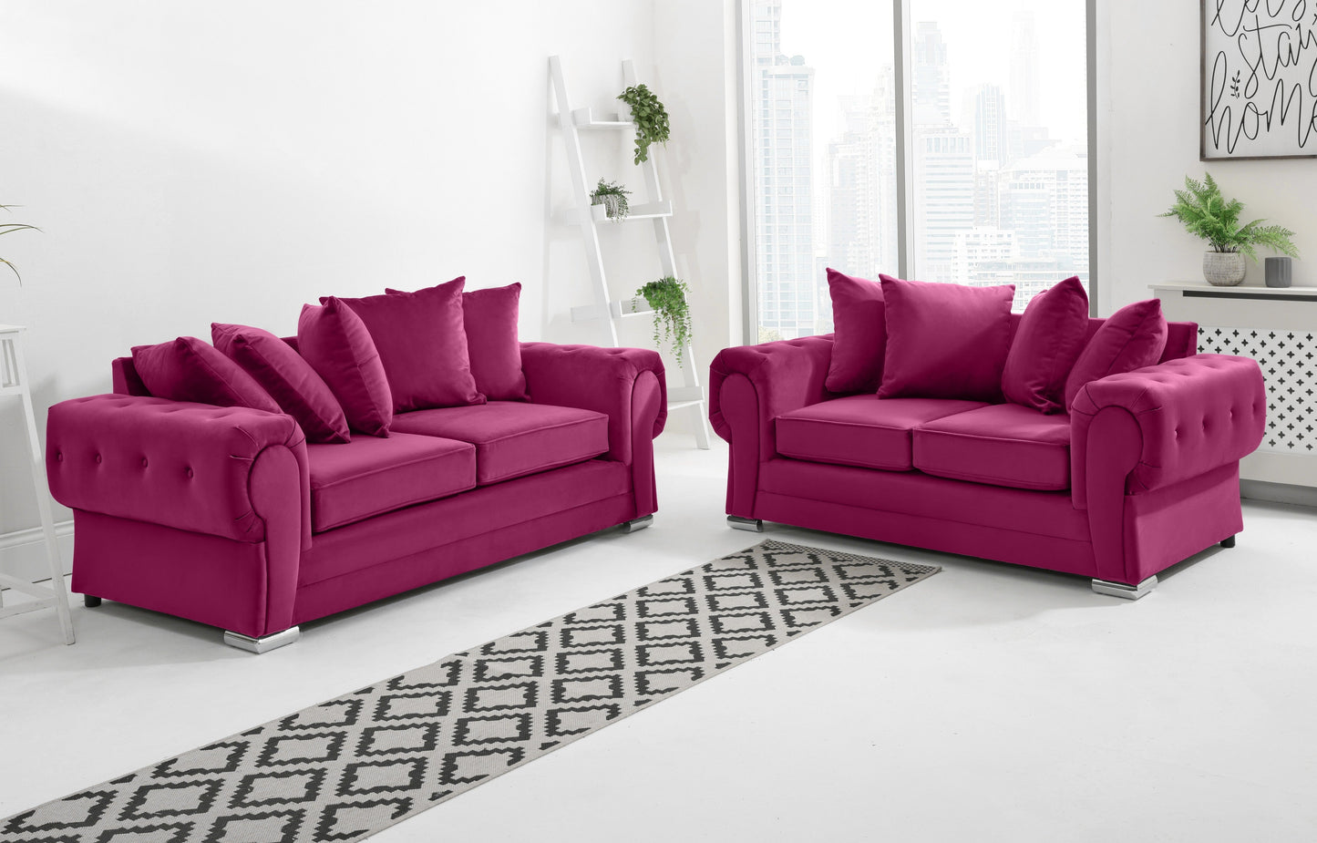Verona Plush 3+2 Scatterback Cerise