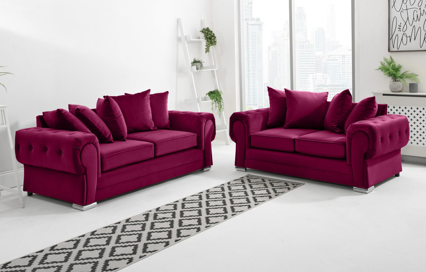 Verona Plush 3+2 Scatterback Claret