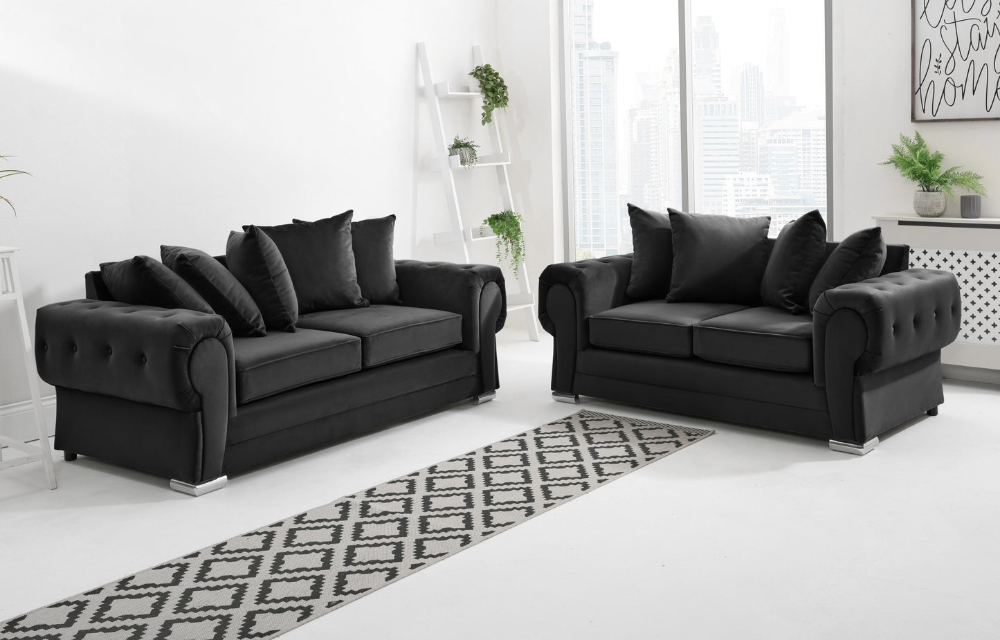Verona Plush 3+2 Scatterback Black