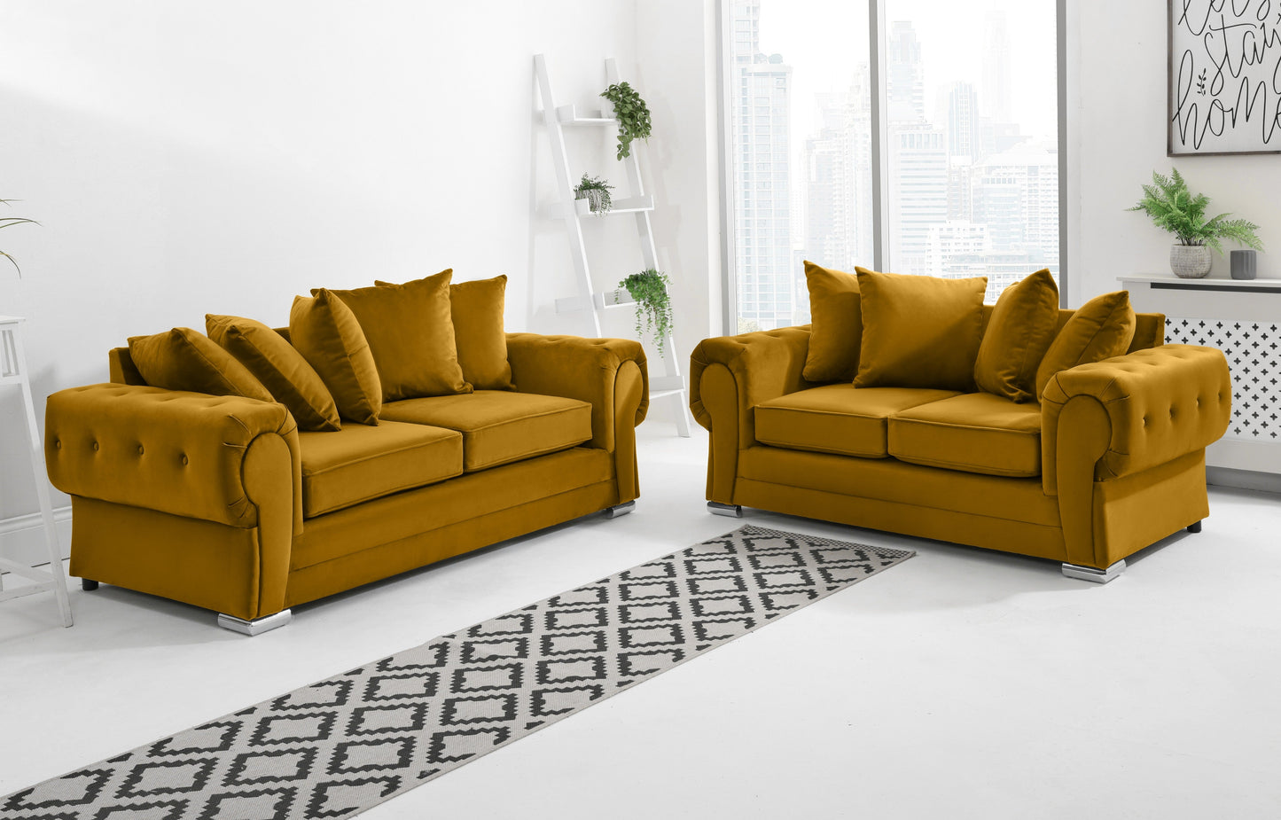Verona Plush 3+2 Scatterback Mustard