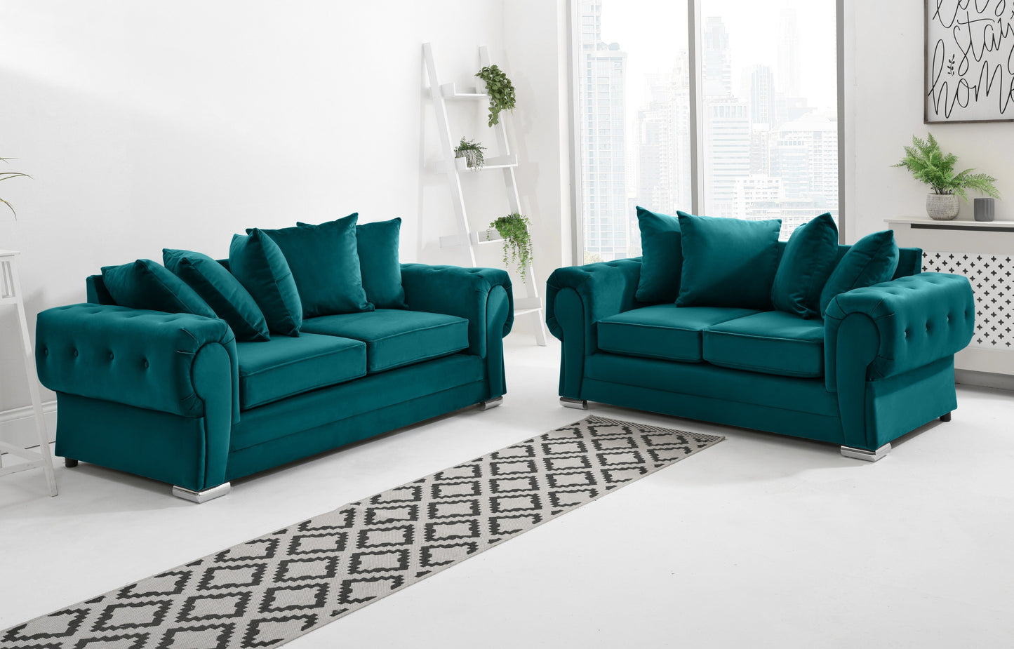 Verona Plush 3+2 Scatterback New Teal
