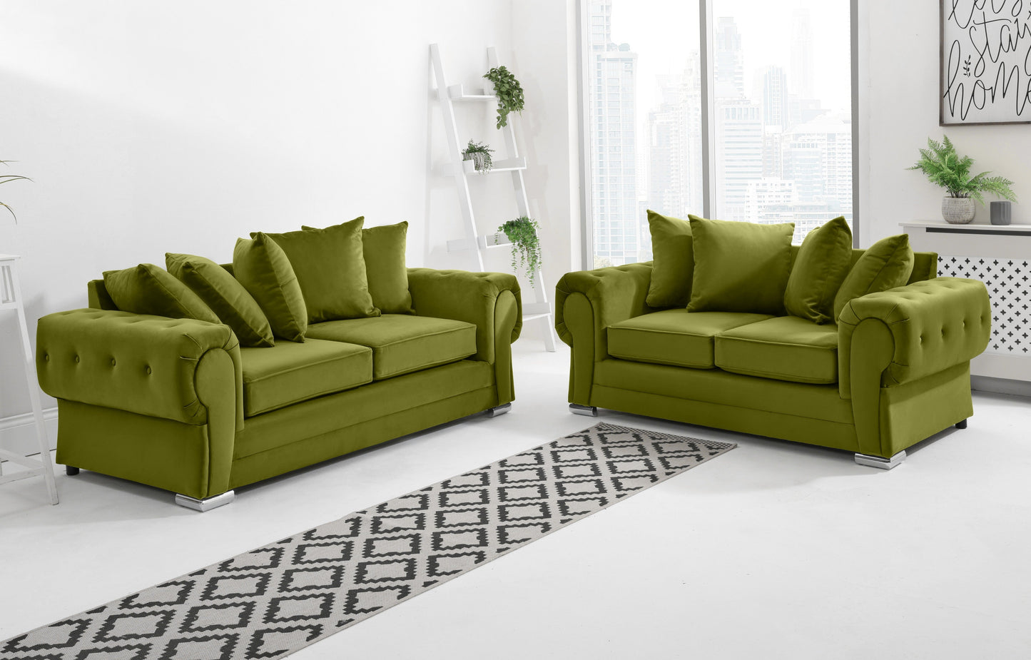 Verona Plush 3+2 Scatterback Olive
