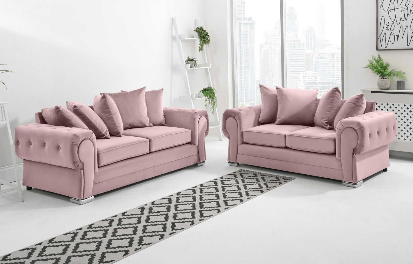 Verona Plush 3+2 Scatterback Pink