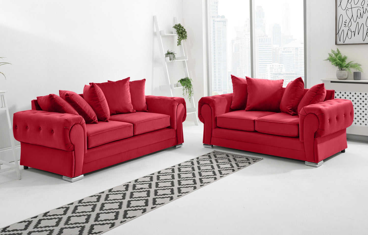 Verona Plush 3+2 Scatterback Red