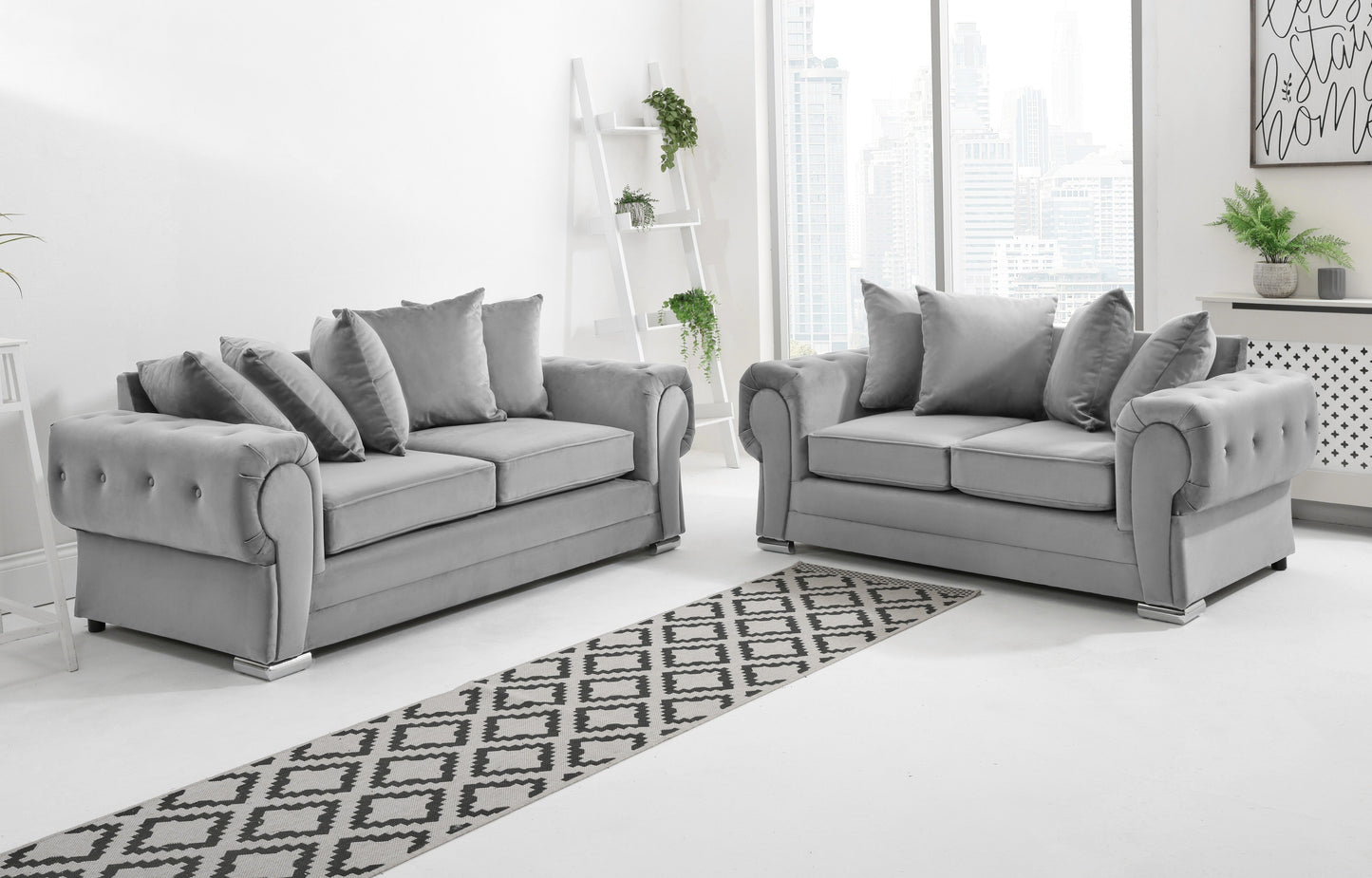 Verona Plush 3+2 Scatterback Silver