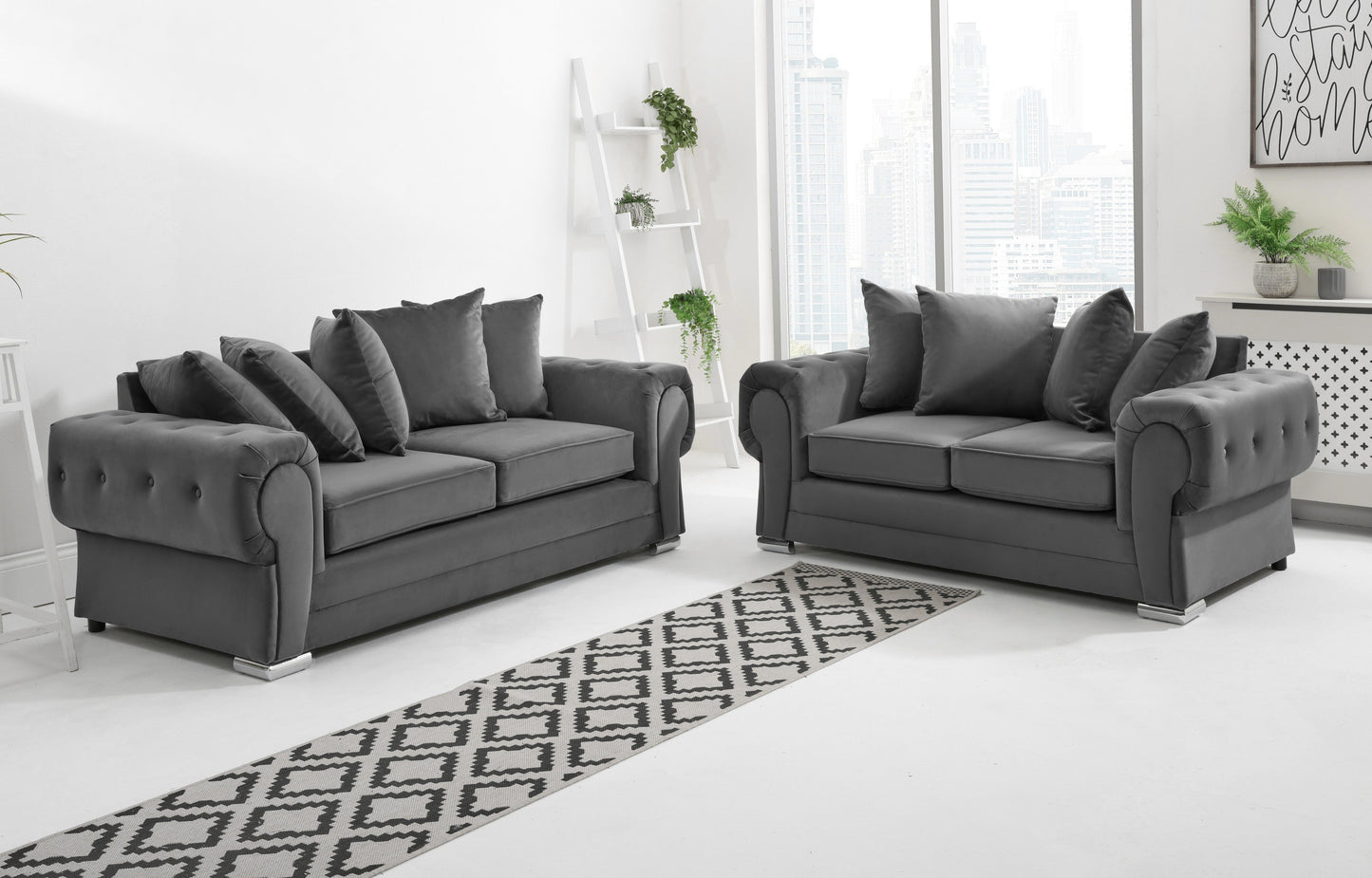 Verona Plush 3+2 Scatterback Grey
