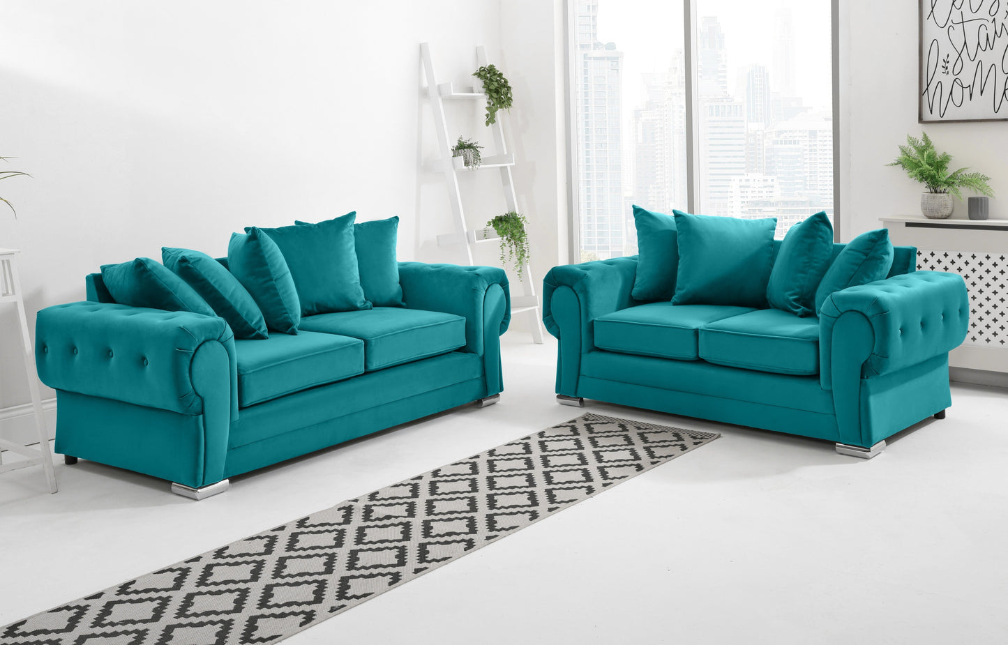 Verona Plush 3+2 Scatterback Turquoise