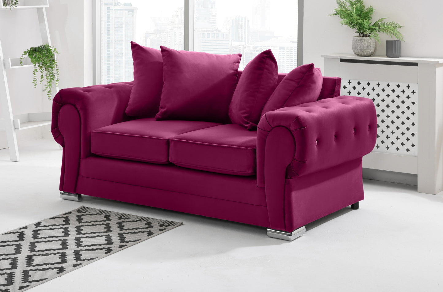 Verona Plush 3+2 Scatterback 2 Seater Cerise