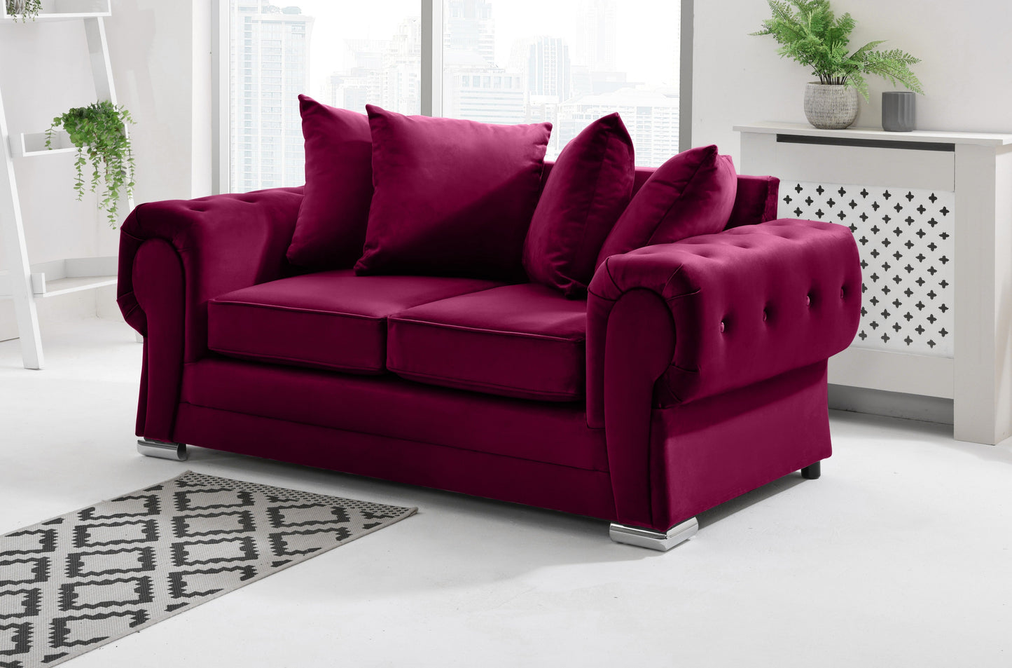 Verona Plush 3+2 Scatterback 2 Seater Claret