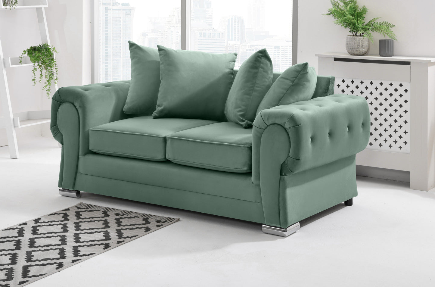 Verona Plush 3+2 Scatterback 2 Seater Green