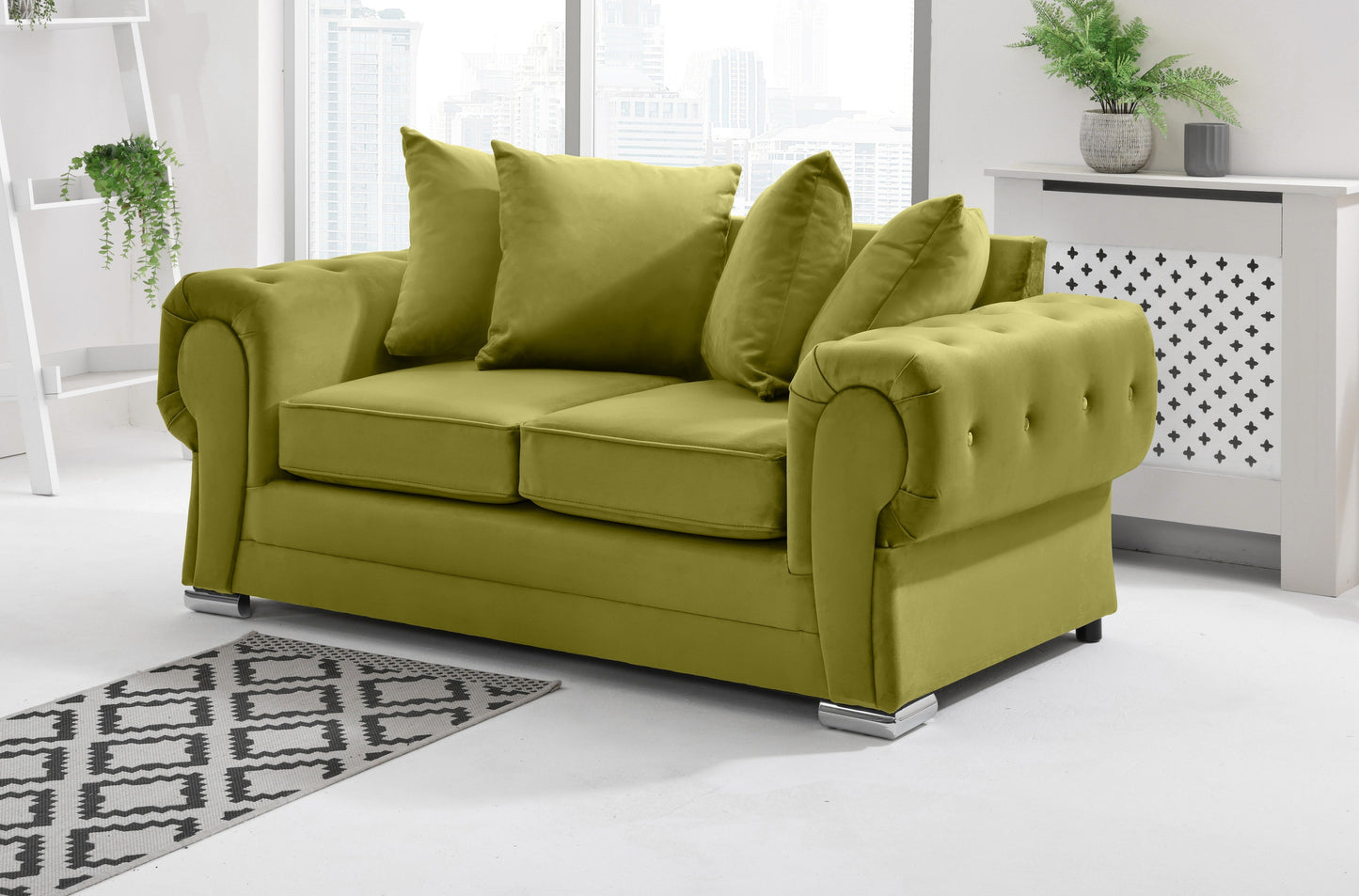 Verona Plush 3+2 Scatterback 2 Seater Lime