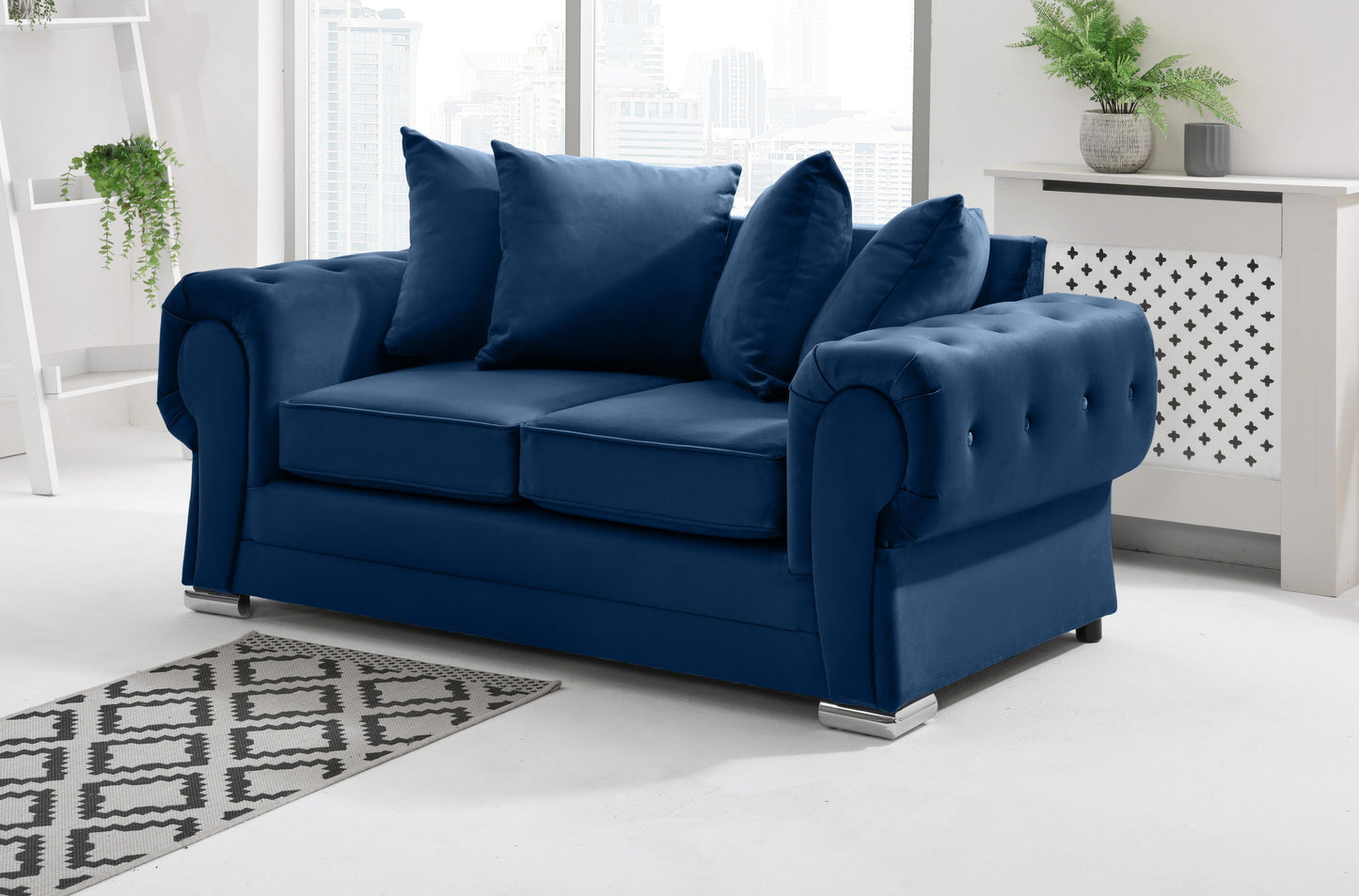 Verona Plush 3+2 Scatterback 2 Seater Blue