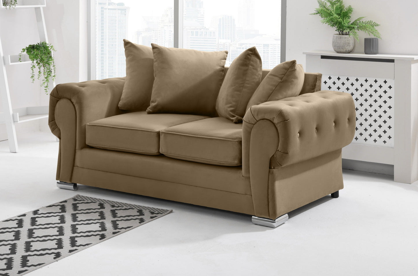 Verona Plush 3+2 Scatterback 2 Seater Mink