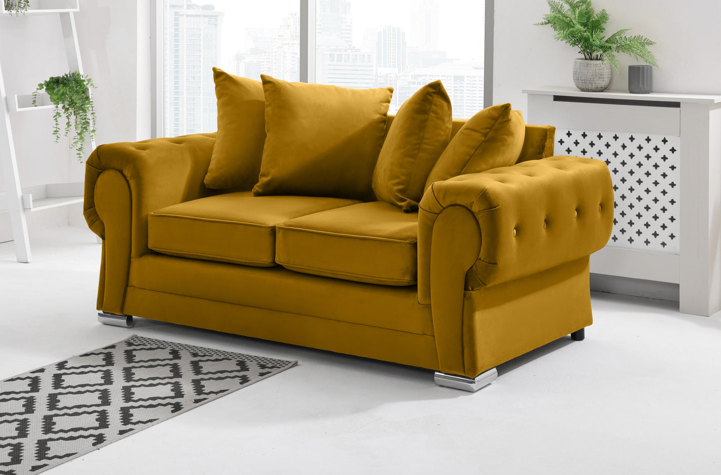 Verona Plush 3+2 Scatterback 2 Seater Mustard