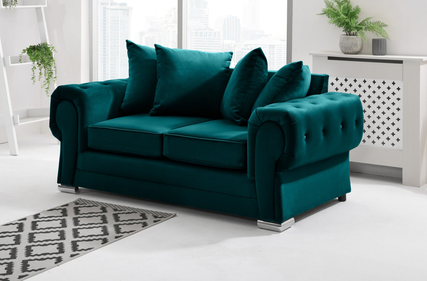 Verona Plush 3+2 Scatterback 2 Seater New Teal