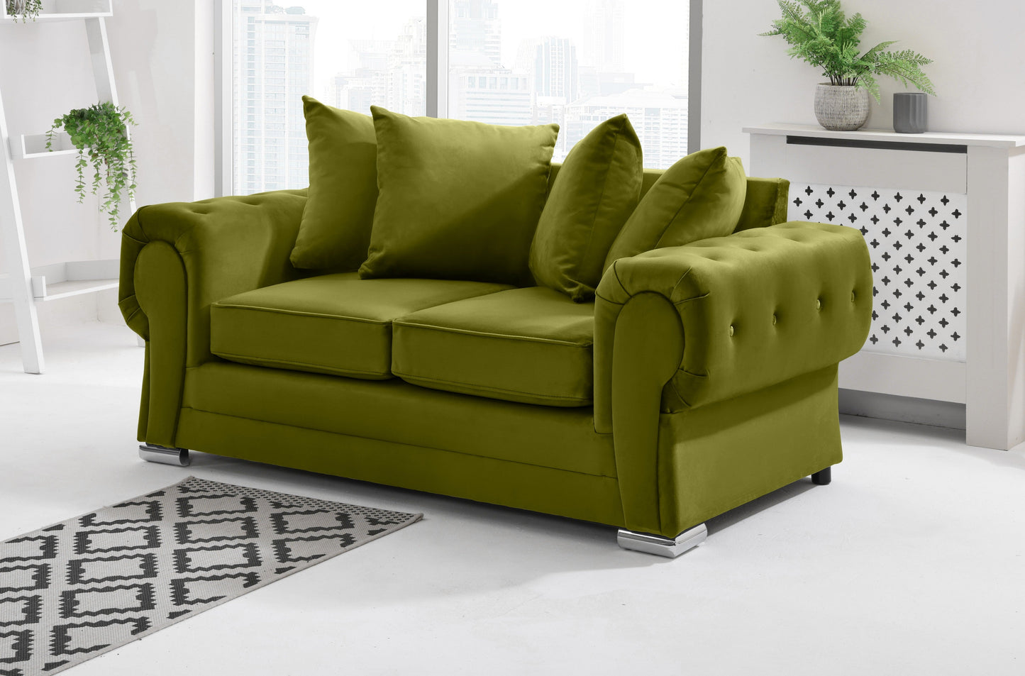 Verona Plush 3+2 Scatterback 2 Seater Olive